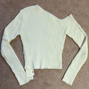 New White Off Shoulder Sweater